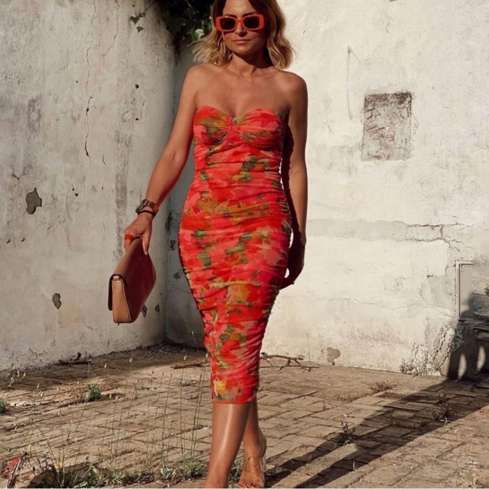 Zara Blogger Favorite Tulle Corset Dress - Floral